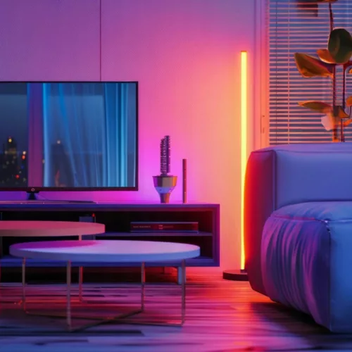 LED állólámpa fekete CCT RGB intelligens távirányító alkalmazás