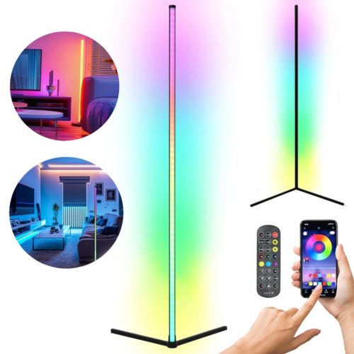 LED állólámpa fekete CCT RGB intelligens távirányító alkalmazás