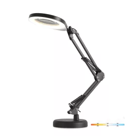   LED asztali lámpa 10W 500lm CCT 180° újratölthető fekete nagyítóval Kobi