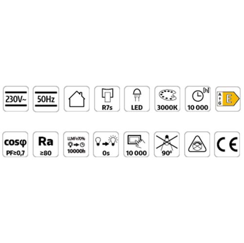 LED izzószál R7S 15W = 120W 1700lm 3000K  360° J118mm KOBI
