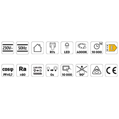 LED izzószál R7S 15W = 120W 1700lm 4000K semleges 360° J118mm KOBI