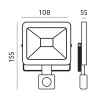 LED reflektor 10W 800lm 6000K IP44 fekete LED2B KOBI MHC mozgásérzékelővel