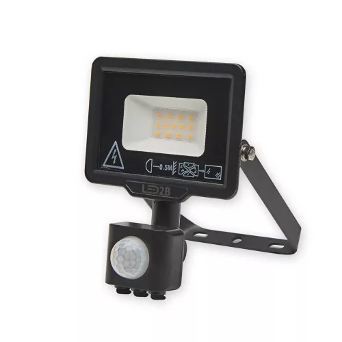 LED reflektor 10W 800lm 4000K IP44 fekete LED2B KOBI MHC mozgásérzékelővel