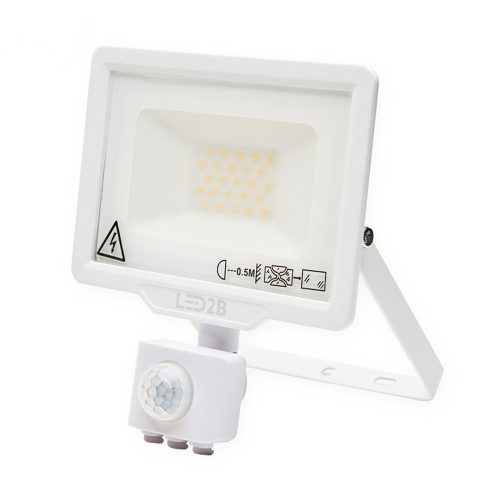 LED reflektor 20W 1600lm 3000K IP44 fehér LED2B KOBI MHC mozgásérzékelővel