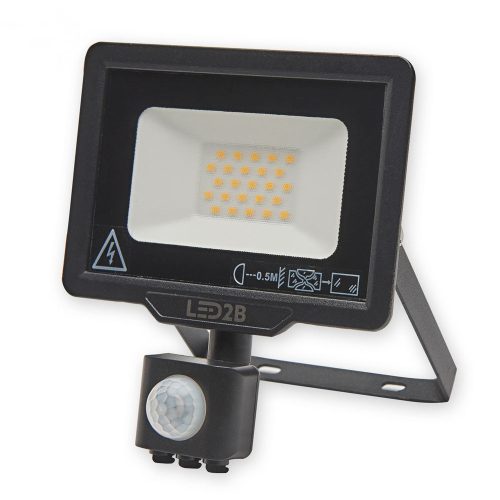 LED reflektor 20W 1600lm 6000K IP44 fekete LED2B KOBI MHC mozgásérzékelővel