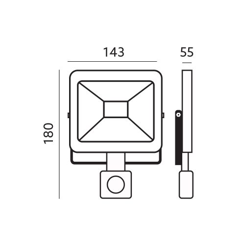 LED reflektor 20W 1600lm 6000K IP44 fekete LED2B KOBI MHC mozgásérzékelővel