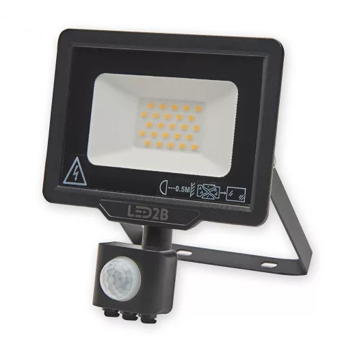 LED reflektor 20W 1600lm 4000K IP44 fekete LED2B KOBI MHC mozgásérzékelővel