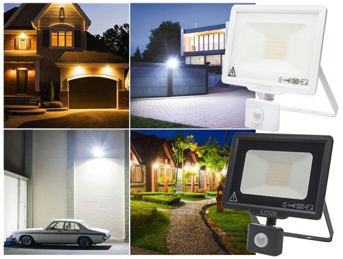 LED reflektor 20W 1600lm 4000K IP44 fekete LED2B KOBI MHC mozgásérzékelővel