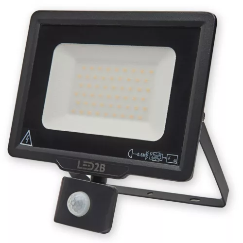 LED reflektor 50W 4000lm 6000K IP44 fekete LED2B KOBI MHC mozgásérzékelővel