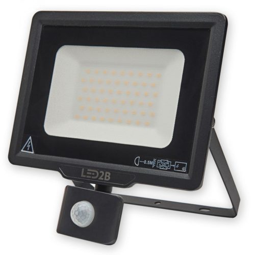 LED reflektor 50W 4000lm 4000K IP44 fekete LED2B KOBI MHC mozgásérzékelővel