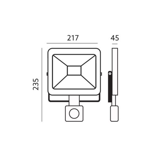 LED reflektor 50W 4000lm 4000K IP44 fekete LED2B KOBI MHC mozgásérzékelővel
