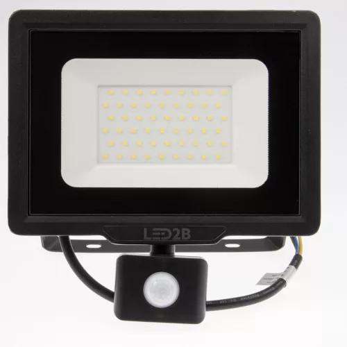LED reflektor 50W 4000lm 4000K IP44 fekete LED2B KOBI MHC mozgásérzékelővel