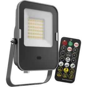   LED reflektor 30W 2400lm 6500K IP65 fekete mozgás- és alkonyérzékelővel + KOBI MHNC távirányító