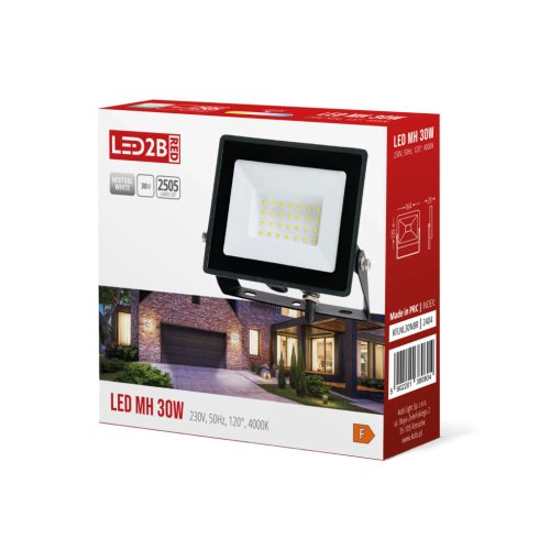 LED reflektor halogén 30W 2505lm 4000K IP65 fekete LED2B MH RED Kobi lámpa