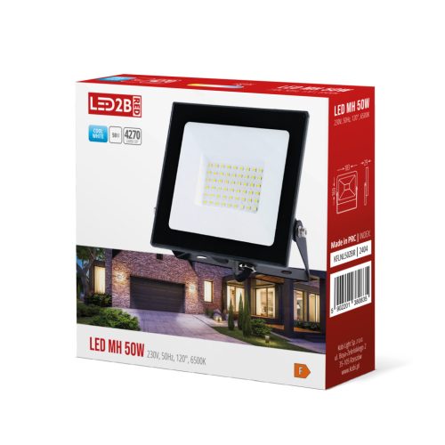 LED reflektor halogén 50W 4270lm 6500K IP65 fekete LED2B MH PIROS Kobi lámpa