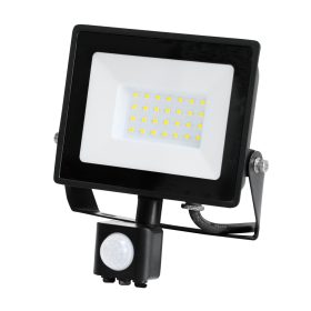   LED reflektor halogén 30W 2505lm 4000K IP65 fekete mozgásérzékelő MH Kobi