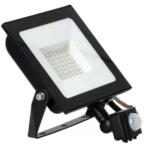 LED-es reflektor halogén 50W 4270lm 6500K IP65 fekete mozgásérzékelő MH Kobi