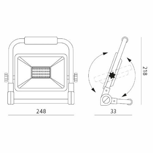 100 W-os hordozható reflektor állványon, semleges szín, 4000 000 erős