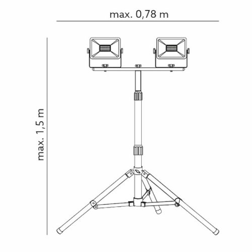 HALOGÉN LED reflektor Munkalámpa állványon 2x 50W 4000K