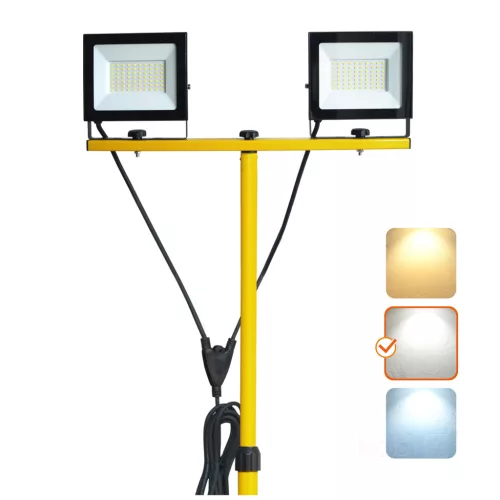 LED Reflektor Kültéri Kerti 100W 8500lm 4000K Semleges 110° IP54 IK06 Fekete Sárga Tigra Kobi