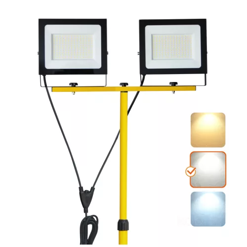 LED Reflektor Kültéri Kertre 200W 17000lm 4000K Semleges 110° Szabályozható IP54 IK06 Fekete Sárga Tigra Kobi