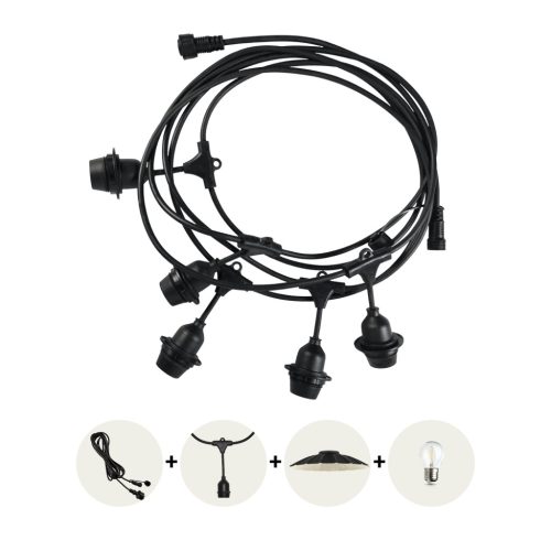 Kerti kültéri füzér fényfüzér 5x E27 fekete IP44 5m Crete Kobi