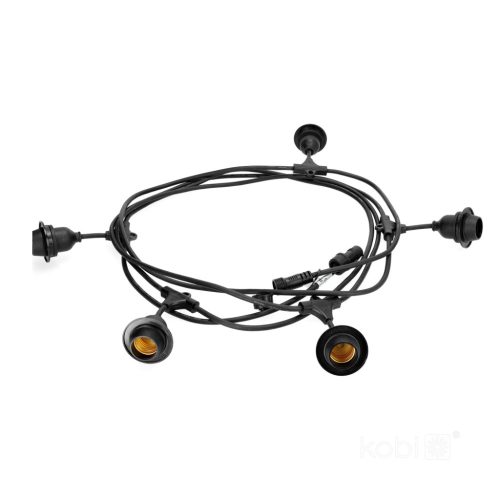 Kerti kültéri füzér fényfüzér 5x E27 fekete IP44 5m Crete Kobi