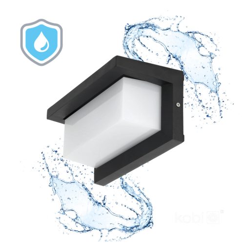 Kerti Fali Lámpa LED Homlokzati Lámpa LENTERO 12W 4000K Mozgásérzékelővel IP54 Fekete KOBI