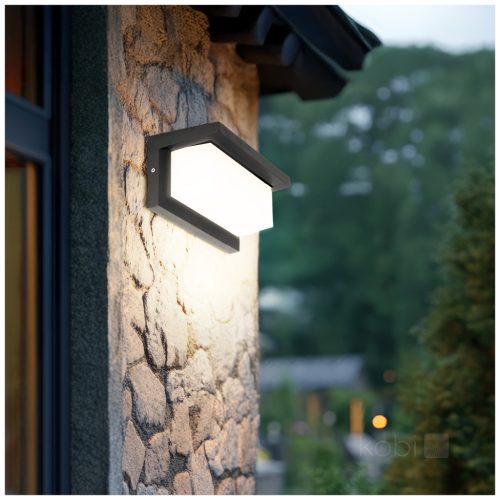 Kerti Fali Lámpa LED Homlokzati Lámpa LENTERO 12W 4000K Mozgásérzékelővel IP54 Fekete KOBI