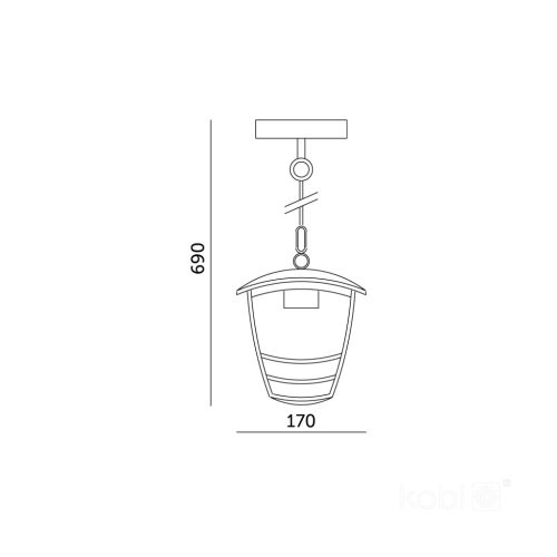 Tevio Kobi E27 fekete IP54 kerti kültéri függőlámpa