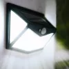 Napelemes kerti lámpa, kültéri homlokzati fali lámpa, 6500K, hideg fehér, mozgás- és alkonyérzékelővel, IP44, fekete, Lumina Kobi