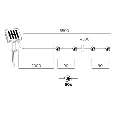 Lume Kobi napelemes füzér kültéri kerti lámpa, 0,12 W, RGB, fekete, IP44