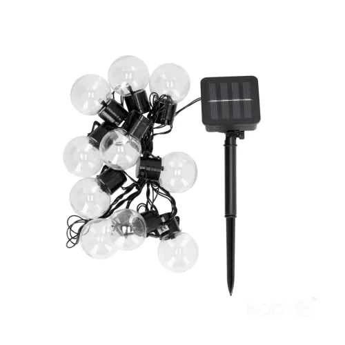 Napelemes lámpa, Girland, Kültéri, Kerti, LED, 0.12W, 6000K, Hideg fekete, IP44, Starlight, Kobi