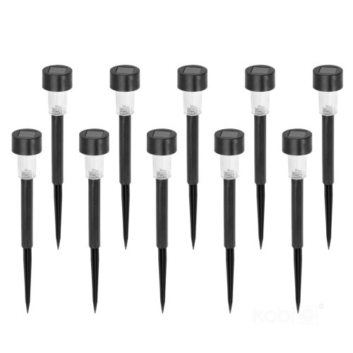 Napelemes kerti lámpa, kültéri oszlop, LED, 6000K, hideg fehér, IP44, fekete, Zen Kobi