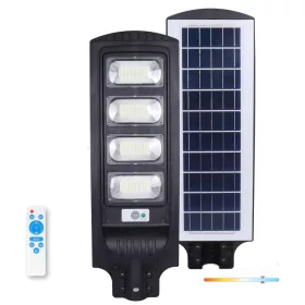   Napelemes LED utcai lámpa, ipari, úti lámpa, 11W, 1100lm, 6500K, hideg fényű, mozgás- és alkonyérzékelővel, IP54, fekete, Urbi Kobi