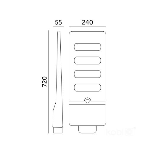 Napelemes LED utcai lámpa, ipari, úti lámpa, 11W, 1100lm, 6500K, hideg fényű, mozgás- és alkonyérzékelővel, IP54, fekete, Urbi Kobi