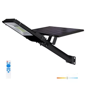   Napelemes LED utcai lámpa, ipari, közúti lámpatest, 11W, 1100lm, 4000K, semleges, alkonykapcsolós, IP54, fekete, Solit Kobi
