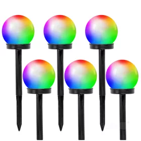   Napelemes kerti lámpa, dugaszolható, kültéri LED girland, 0,12 W RGB, fekete IP44, gömb Kobi