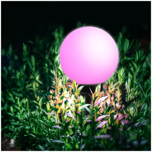 Napelemes kerti lámpa, dugaszolható, kültéri LED girland, 0,12 W RGB, fekete IP44, gömb Kobi