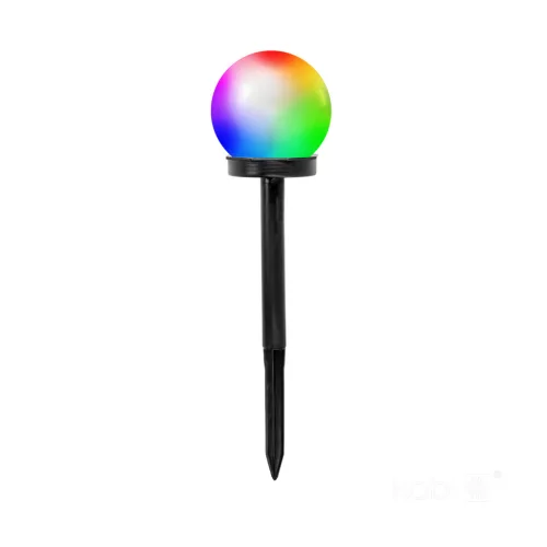 Napelemes kerti lámpa, dugaszolható, kültéri LED girland, 0,12 W RGB, fekete IP44, gömb Kobi