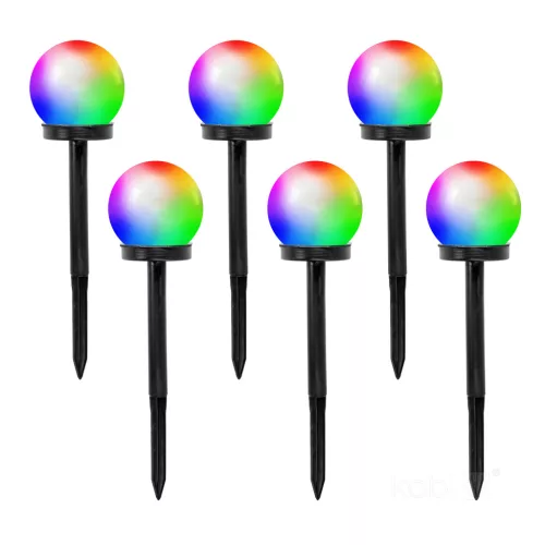 Napelemes kerti lámpa, dugaszolható, kültéri LED girland, 0,12 W RGB, fekete IP44, gömb Kobi
