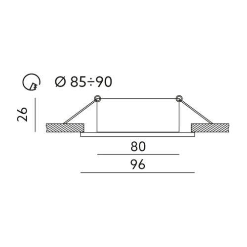 Halogén mennyezeti lámpatest, süllyesztett GU10 MR16 OH15, kerek, mozgatható, Chrome Kobi