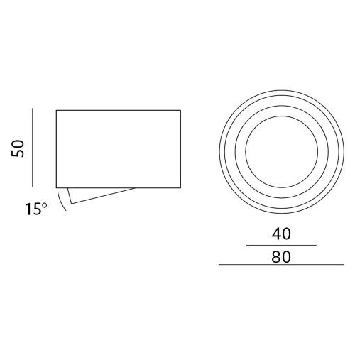 Felületre szerelhető HALOGÉN SPOT 50mm fekete kerek mozgatható rögzítő OH36S Kobi
