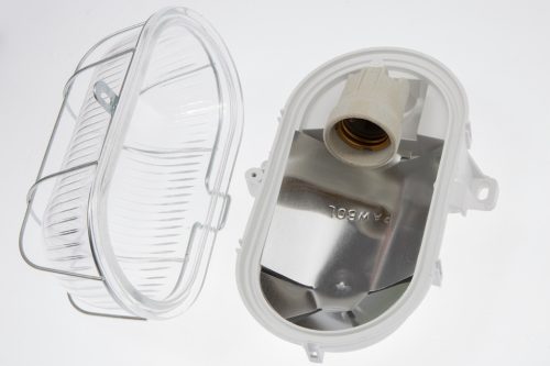 Hajólámpa E27 ovális 100W hálós fém IP44 fehér KOBI