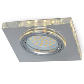   HALOGÉN lámpatest, süllyesztett, GU10, üveg, négyzet, átlátszó, világító, OH39 Kobi