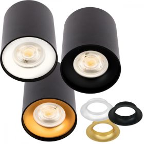   HALOGÉN felületre szerelhető SPOT TUBE lámpatest LED GU10 TRIO-hoz, fekete