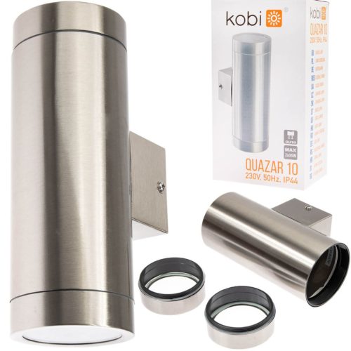 Kerti homlokzati lámpa felső és alsó LED QUAZAR 10 GU10 IP44 KOBI ALUMÍNIUM KRÓM