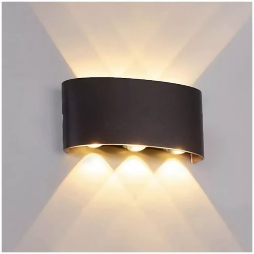 Kerti fali lámpa, kültéri, LED, 6W, 480lm, 3000K, meleg fényű felső, alsó, IP54, fekete, Kobi