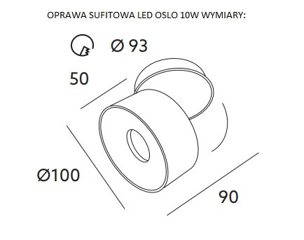 LED MENNYEZETI LÁMPA OSLO 10W 700lm KEREK fehér szerkezet. KOBI