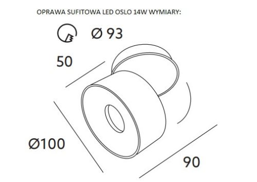 LED MENNYEZETI LÁMPA OSLO 14W 860lm 3000K ROUND fehér szerkezet. KOBI